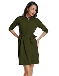 Mia Pristine - Vestido para mujer, cuello en V, cuello en V, cuello redondo, con cinturón