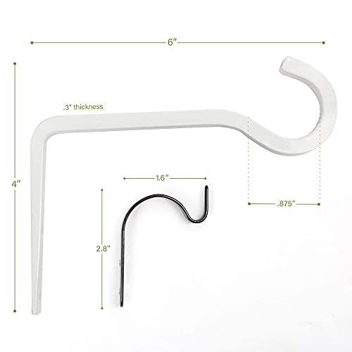 LotFancy Wall Hook Hanging Plant Bracket, 6 and 1.6 inch, 4 Pack Metal Hanger for Baskets, Lantern, Bird Feeders, Indoor Outdoor Home Décor, White and Black