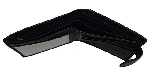 Mossad AK47 Men's Genuine BLACK Leather Wallet - Gift Boxed Bi-Fold Leather Wallet
