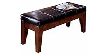 Ashley Furniture Signature Design - Larchmont Large Dining Room Bench - Upholstered - Vintage Casual - Burnished Dark Brown