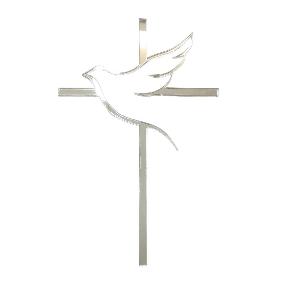 10pcs of Acrylic Religious Cake Topper - Dove and Cross,Holy Spirit Topper, Confirmation Topper