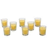Hosley Highly Scented Set of 8, Citronella, Rosemary, Sage, Lemon Grass blend, Essential Oils, Votive Candles in Clear Glass. Burns upto 12 hours each. Great Gift for Home, Patio, Gardens