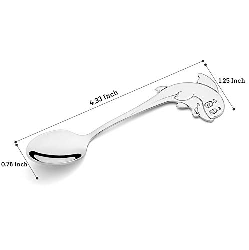 Coffee Spoons Ansaw 4-inches Dolphin mini Coffee Spoons Hanging Cup Spoons Stainless Steel Teaspoon Tea Spoons Dessert Spoon Set of 4