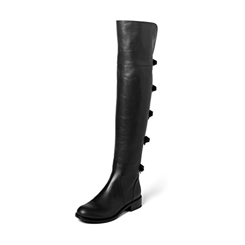 XYD Women's Thigh High Leather Boots Lace Up, Flat Nigeria Ubuy