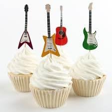 Guitar Cupcake Toppers Food Picks Guitar Music Birthday Party Toppers Pack of 24