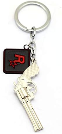 FITIONS - 8 Colors Game Red Dead Redemption 2 Keychain Silver Alloy 3D Gun Model 7cm Pendant Men Chaveiro Souvenir llaveros