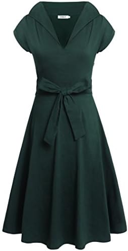 Women Dress,Comila Vintage Zipper Bow Belt Summer Dresses For Women Green S