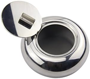 Ashtray, Leadrise Stainless Steel Modern Tabletop Ashtray with Lid, Silver