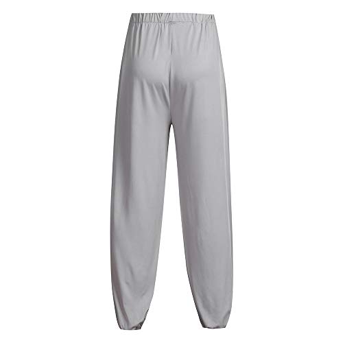 Edenun Men's Loose Pants Recreational Straight Cylinder Fitness, Breathable Dance, Yoga Pure-Colour Trousers Sweatpants Gray - Thumbnail 2
