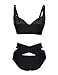 FeelinGirl Women's Sexy Criss Cross High Waist Bandage 2PCS Bikini Set Swimsuit,Black,M(US8-10)