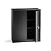 Superday Black Metal Storage Cabinet,Lockable Steel Storage Cabinet with Doors and 2 Adjustable Shelves,Utility Cabinets for Home and Garage