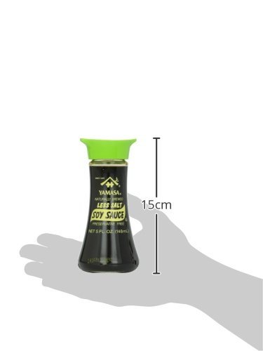 Yamasa - Less Salt Soy Sauce, 5 fl oz carafe, Easy Pour Top, Refillable, No Preservatives Added (2PK)