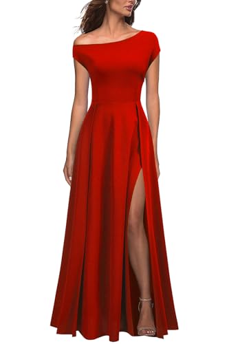 MUSHARE Women's One Shoulder Formal Dress Sexy Split Party Long Cocktail Dresses