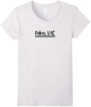 Womens Dubai UAE Flag T-Shirt Simple Minimalist Design Small White