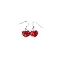 TY-LOPIU Valentines Day, Red Heart Earrings Dangle Hook Style Rhinestone Earring Gifts for Valentines Day Happy