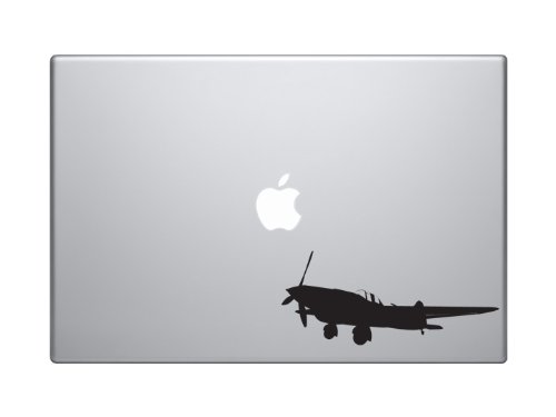 World War Two #1 - Propeller Airplane Fighter Spitfire - 5" Black Vinyl Decal Sticker Car Macbook Laptop