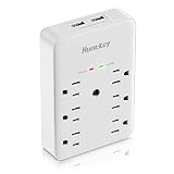 Huntkey 6 AC Outlets Surge Protector with 2 USB Charging Ports 3.4 Amp, SMD607A