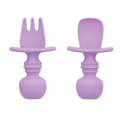 Bumkins Baby Utensils Set, Chewtensils Silicone Spoons for Dipping, Self-Feedin…