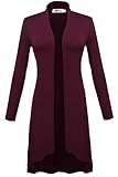 Meaneor Women's Long Sleeve Open Front Drape Lightweight Duster Cardigan
