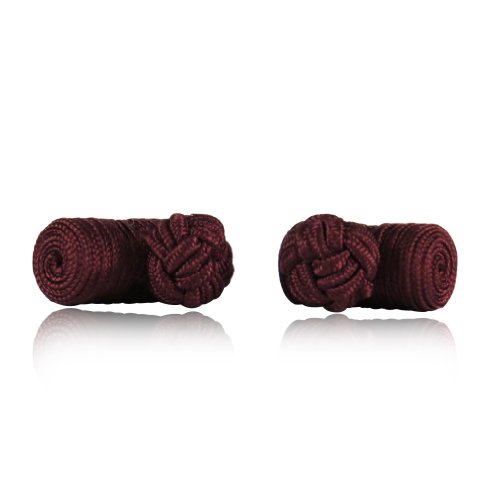 Cuff-Daddy Classic Coffee Bean Brown Silk Knot Log Cufflinks With Velour Pouch