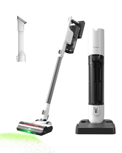 Tineco Pure ONE Station 5 Aspiradora inteligente inalámbrica con base de polvo automática de 2,5 L, autolimpieza de recorrido completo, succión de 175 W, tecnología ZeroTangle, sensor inteligente iLoop, adecuada para suelos duros y alfombras