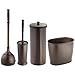 MetroDecor mdesign Toilet Bowl Brush, Plunger/Toilet Paper Holder/Oval Wastebasket Trash Can, Bronze, Set of 4