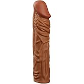 Large New Soft Realistic Sleeve Extender Sheath for Men Male Enhancement Extension Sleeve (Brown, 8.7 in)