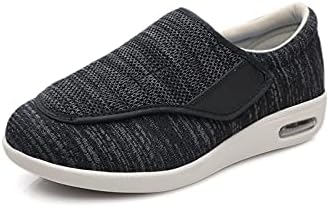 youyun Diabetic Shoes for Elderly Men Wide for Men Walking Shoes Adjustable  Closure Breathable Lightweight Width X-Wide Non Slip Air Cushion Sneakers  for Swollen Feet Edema, Black Grey, 11 price in Saudi