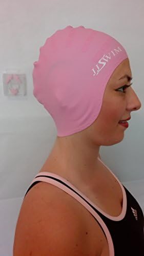 Premium Silicone Swim Cap for Men,Women&amp;Children - Best Swim Cap to Keep Hair Dry For Short, Medium and Long Hair –Free Bonus Gift Nose Clip and Ear Plugs (Pink)