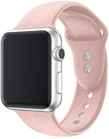Firmrock Sport Band Compatible for Watch 38mm 42mm 40mm 44mm,Soft Silicone Strap Replacement Bracelet Wristband for Watch Series 4,Series 3,Series 2,Series 1(Pink Sand)