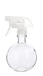 Round Recycled Glass Spray Cleaner Bottle with Clear Spray Nozzle - Lead Free Glass