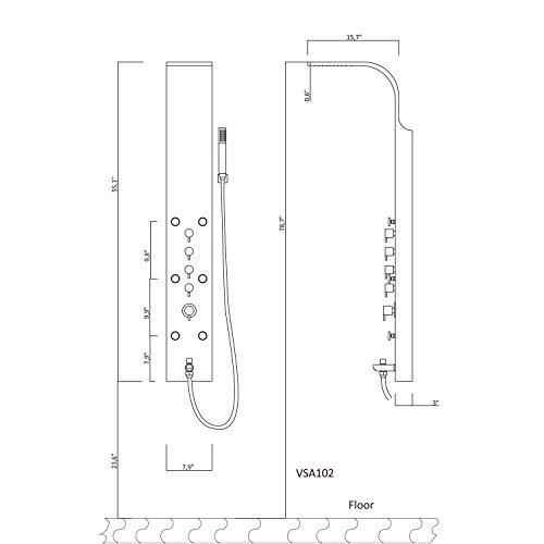 Vantory Shower Panel System Real 304 Stainless Steel Wall Mount