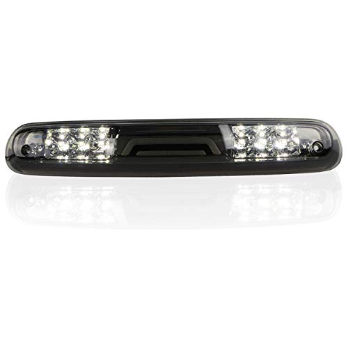 Rear Roof Center LED Third 3rd Brake Cargo Light Assembly High Mount Brake Tail Light Replacement for 2007-2013 Chevy Silverado/GMC Sierra 1500 2500 3500 HD (Chrome Housing Smoke Lens)