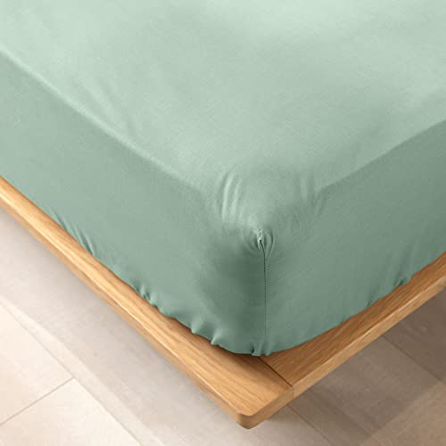 douceur dinterieur Fitted Sheet 140 x 190 cm 100% Organic Cotton Biolina Sage