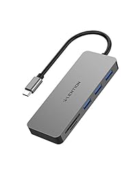 LENTION USB C Hub con 3 USB 3.0, SD Micro SD Dual Card Readers y adaptador de carga compatible con MacBook Pro 13 15 (Thunderbolt 3), 2018 2019 Mac Air, Surface Book 2 Go, Chromebook, más