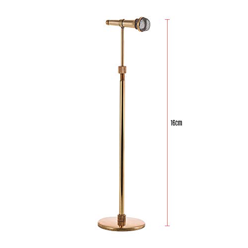 Muslady Mini Microphone Mic Model Exquisite Desktop Decoration Ornaments Gift with Microphone Stand Delicate Box