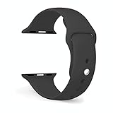 FanTEK 42mm Apple Watch Band S/M, Sports Silicone Replacement Wrist Strap for iWatch Series 1 Series 2, Black