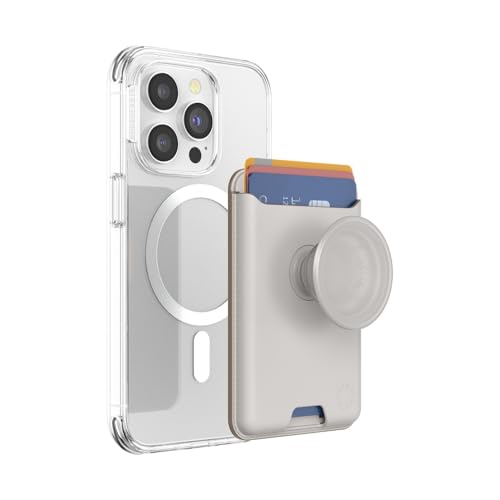PopSockets Softgoods Phone Wallet with Expanding Grip and Adapter Ring for MagSafe, Phone Card Holder, Wireless Charging Compatible, Wallet Compatible with MagSafe - Horchata