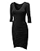 CTC Womens Deep V Neck 3/4 Sleeve Tulip Bodycon Dress M BLACK