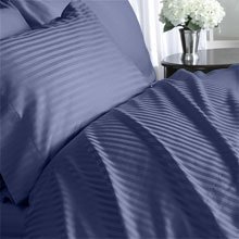 Egyptian Bedding 800 Thread Count Queen Siberian Goose Down Comforter 8 PC 800TC Bed in a Bag, Navy Stripe 800 TC
