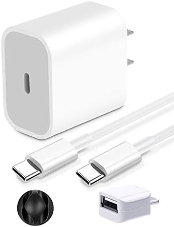 20W USB-C Power Adapter, Fast Wall Charger with 6.6ft USB C to C Cable Compatible with iPad Pro 12.9, Pro 11 inch 2020/2018, New Air 4 10.5, Google Pixel 2 3 4 3A Pixel XL 2XL 3XL 4XL, Galaxy S10 S9