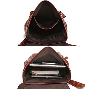 Vintage Backpacks Ladies Cow Leather Front Buckle Closure Bags Brown