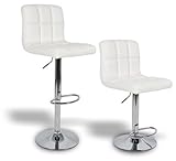 2 x PU Leather Hydraulic Lift Adjustable Counter Bar Stool Dining Chair White -Pack of 2 (150) Made By jersey seating®