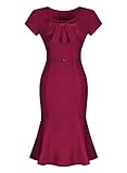 Jabey Women's Bow Tie Short Sleeve Dress with Decorate Belt