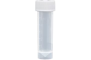 Globe Scientific 6101-A Polypropylene Molded Graduations Conical Bottom Self Standing Transport Tubes with Separate White Polyethylene Screw Cap, 5ml Capacity (Case of 1000)