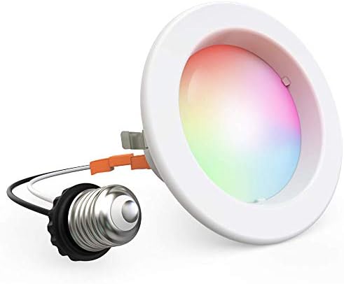 Smart LED Downlight, iLintek 9W 4inch Dimmable LED Retrofit Recessed Lighting Fixture 2700-6000K RGB Color Changing LED Ceiling Light with Music Sync Timing Function - 60w Equivalent