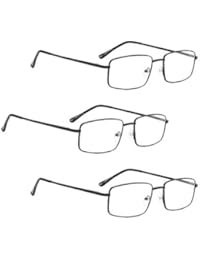 READING GLASSES 3 pack Large Metal Readers for Men (Black, 2.75)