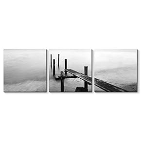 Canvas Wall Art Great Bridge in Water Painting Artwork for Home Prints Framed - 12"x12"x3 Panels