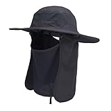 Asy Outdoor Sun Hat UPF 50 Protection Boonie Waterproof Fishing Cap for Men & Women Face Cover Summer Removable Mesh Neck Face Flap Hat