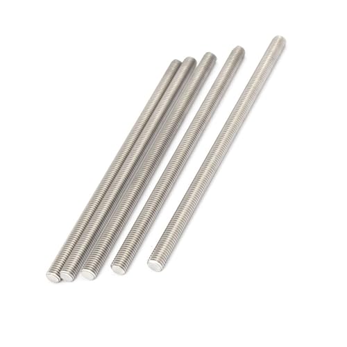 TA-VIGOR 5Pcs M6 x 140mm Fully Threaded Rod, 304 Stainless Steel Studding Rod Bar, Right Hand Threads Rods for Anchor Bolts, Clamps, Hangers and U-Bolts